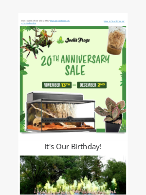 Josh’s Frogs - Celebrating our 20TH ANNIVERSARY 🥳