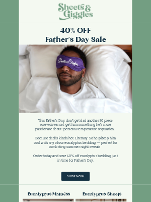 Sheets & Giggles - Father's Day Sale Start Now 👨 40% OFF 🎉