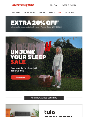 Mattress Firm - Unjunk Your Sleep —save an extra 20% off a better bed