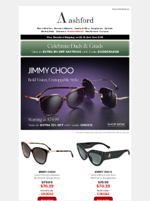 Ashford - Jimmy Choo Eyewear: Chic Looks, Bold Vision, 12% Off Coupon
