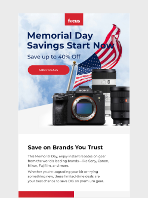 Focus Camera - Memorial Day Weekend 🇺🇸 Top Brands. Instant Savings.