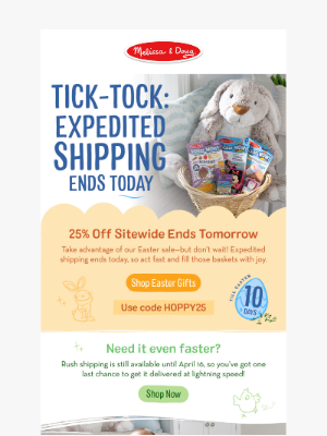 Melissa & Doug LLC - Final Countdown! Expedited Shipping Ends Today!