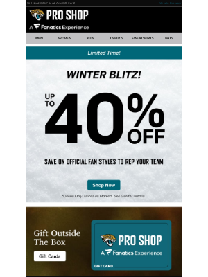 Jacksonville Jaguars - Winter Blitz: Up To 40% Off Jaguars Styles