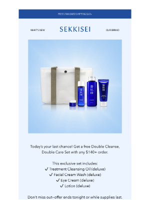 Sekkisei-usa - Last chance for your free skincare gift ⏳