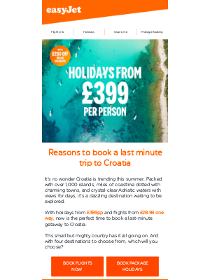 easyJet (United Kingdom) - Croatia flights from £28.99 one way ☀️