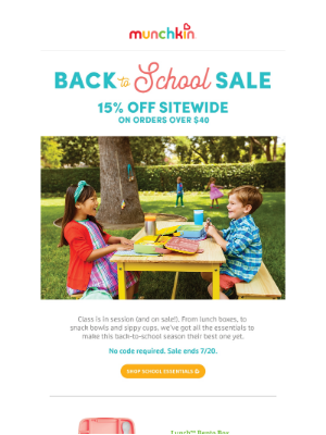 Munchkin - 15% Off Back to School Sale
