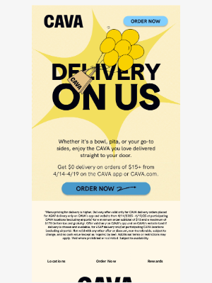 CAVA - Delivery on us!