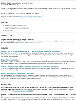 SANS Institute - @RISK®: The Consensus Security Vulnerability Alert: Vol. 25, Num. 18
