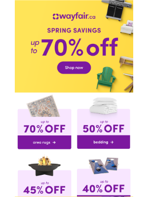 Wayfair (Canada) - ⏰ 🎉 SPRING SAVINGS came early!