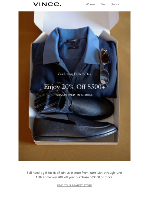 Vince - 20% Off $500+ Exclusively In Stores