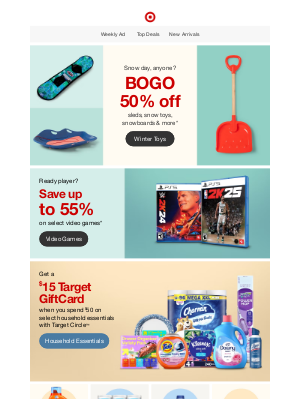 Target - BOGO 50% off sleds, snowboards & more.