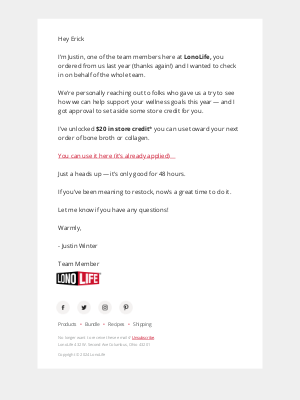 LonoLife - Quick note — got something for you