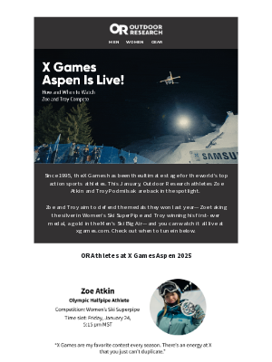 Outdoor Research - Watch Now: X Games Aspen is Live!