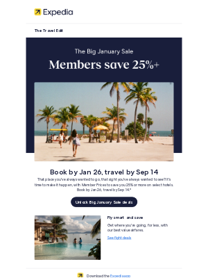 Expedia - Sale continues: Save 25% or more, now