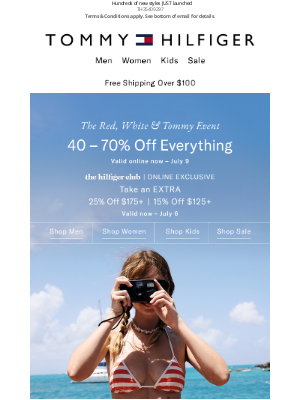 Tommy Hilfiger - Stock up on summer staples, now 50% OFF