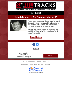 SoulTracks, LLC - Breaking News: Legendary Spinners lead singer John Edwards dies at 80
