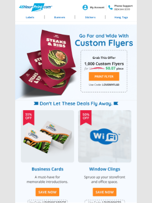 48HourPrint.com - 60% OFF | Reach a Wider Audience with Custom Flyers