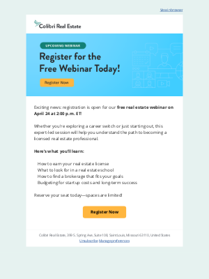 Colibri Real Estate School - Registration Now Open – Start Your Real Estate Career