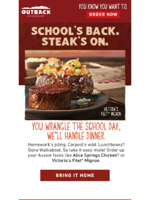 Outback Steakhouse - We’ll Cook. You Kick Back. Pick Up Outback Tonight.