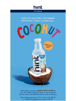 Hint Water - In case you missed it… Hint Coconut is here