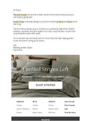 Parachute Home - Low Stock Alert: Percale Stripes