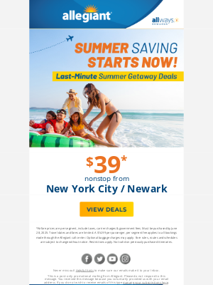Allegiant Air - Flights from $39to kick off the season
