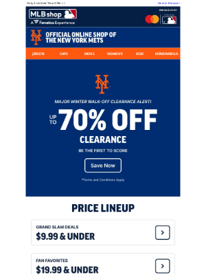 Mlbshop - Mets Winter Walk-Off Clearance Event: Up To 70% Off!