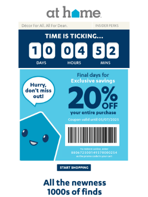 At Home - 🔴 LAST CHANCE 🔴 to use your 20% off coupon