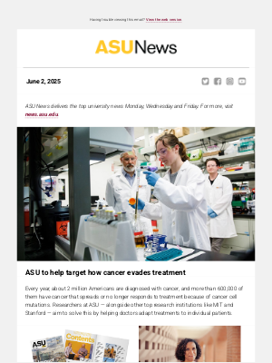 Arizona State University - ASU joins MIT, Stanford on cancer research