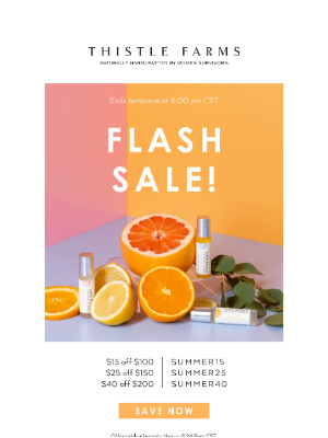 promotional email from Thistle Farms