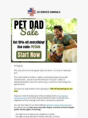 US Service Animals - This One Is For The Pet Dads! 🥰