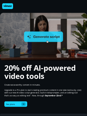 Vimeo - 20% off when you upgrade? Yes, please.