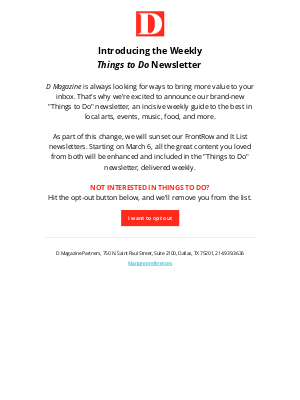 D Magazine - Introducing: Your Weekly Things to Do newsletter!