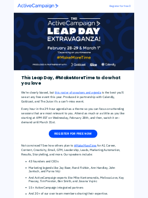 ActiveCampaign - Our Leap Day agenda is live!