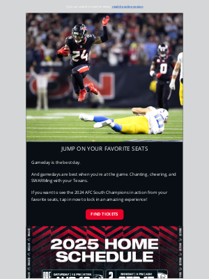 Houston Texans - Are you ready for your favorite games this season?