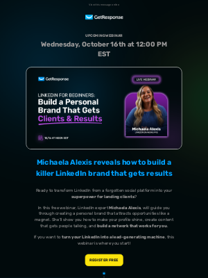 GetResponse - 🎥 [Webinar] LinkedIn for Beginners: Build a Personal Brand That Gets Clients & Results