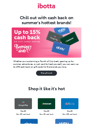 Ibotta - The only thing hotter than summer? Our gift card deals!