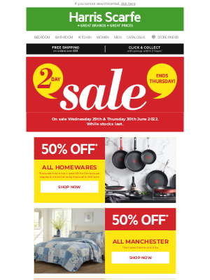 Harris Scarfe (AU) - Lynn, 50% off all Homewares, Manchester & More!