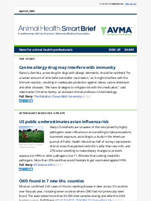 American Veterinary Medical Association (AVMA) - US public underestimates avian influenza risk