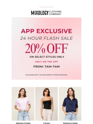 Mixology Clothing Co - 24 Hours Only: 20% Off Select Tops ⚡