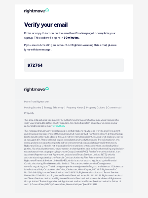 Rightmove (United Kingdom) - Verify your email address