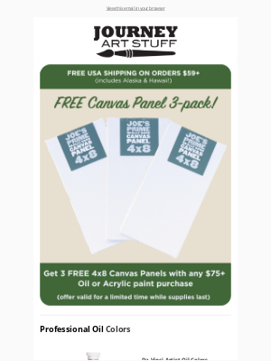 Cheap Joe's Art Stuff - FREE Canvas Panel 3-Pack With Purchase!
