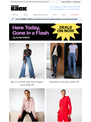 Nordstrom Rack - Back to School with Free People Up to 60% Off | New AG for All Up to 60% Off | New T Tahari Starting at $20 | And More!