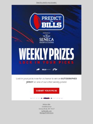 Buffalo Bills - Play Predict the Bills this week to win an AUTOGRAPHED JERSEY!