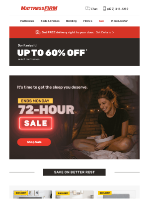 Mattress Firm - Hurry! Our 72-Hour Sale ends tonight