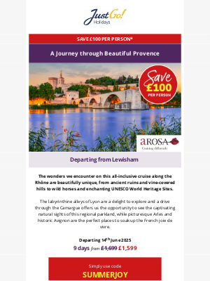 Just Go! Holidays (United Kingdom) - Cruise through beautiful Provence for less this summer