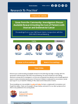 Research To Practice - Proceedings from a Symposium on Ovarian and Endometrial Cancer — A CME/MOC Program