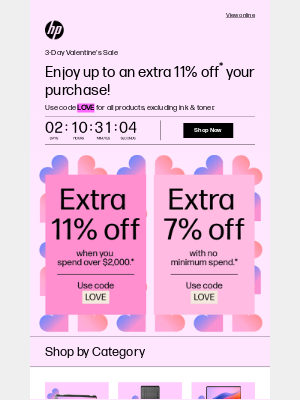 HP (Australia) - 3-Day Valentine's Sale: Up to an Extra 11% Off*