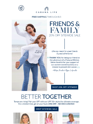 Cabana Life - VIP Access: Friends & Family 20% Off Sitewide Sale