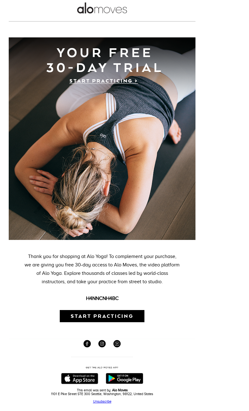 Yoga email example idea
